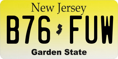 NJ license plate B76FUW