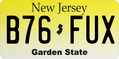 NJ license plate B76FUX