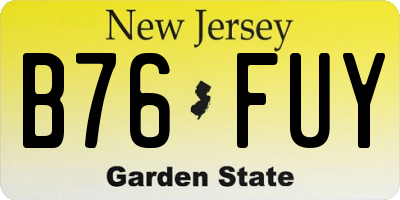 NJ license plate B76FUY