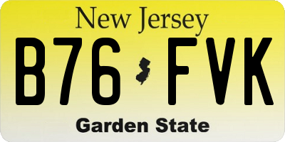 NJ license plate B76FVK
