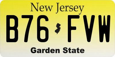 NJ license plate B76FVW