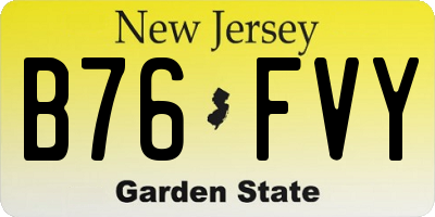 NJ license plate B76FVY