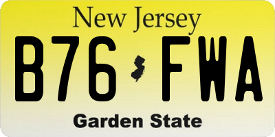 NJ license plate B76FWA