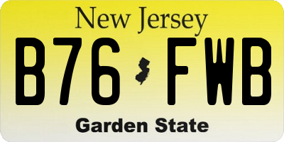 NJ license plate B76FWB