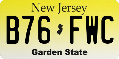 NJ license plate B76FWC