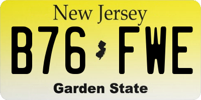NJ license plate B76FWE