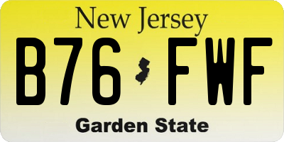 NJ license plate B76FWF
