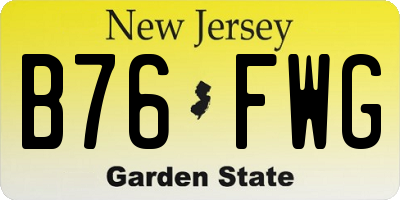 NJ license plate B76FWG