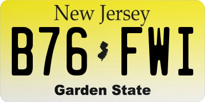 NJ license plate B76FWI