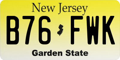 NJ license plate B76FWK