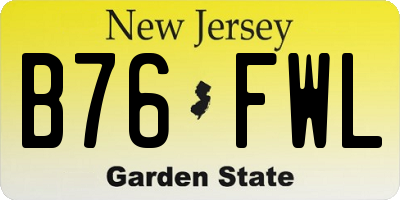 NJ license plate B76FWL