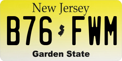 NJ license plate B76FWM