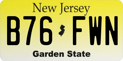 NJ license plate B76FWN