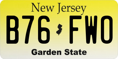 NJ license plate B76FWO