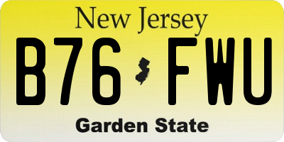 NJ license plate B76FWU