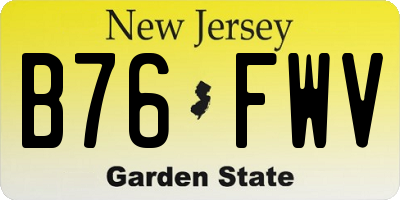NJ license plate B76FWV