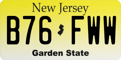 NJ license plate B76FWW