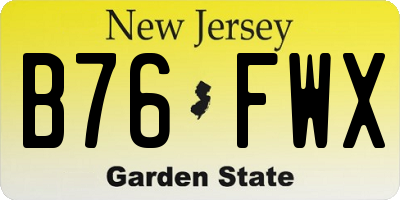 NJ license plate B76FWX