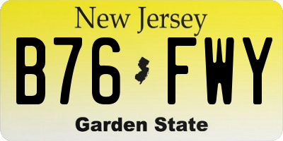 NJ license plate B76FWY