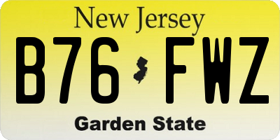 NJ license plate B76FWZ