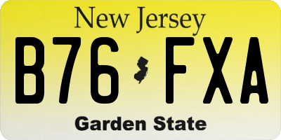 NJ license plate B76FXA