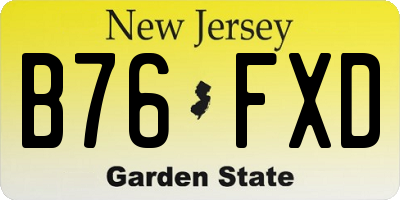 NJ license plate B76FXD