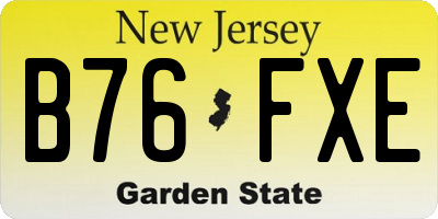 NJ license plate B76FXE