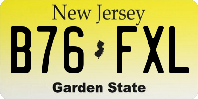 NJ license plate B76FXL
