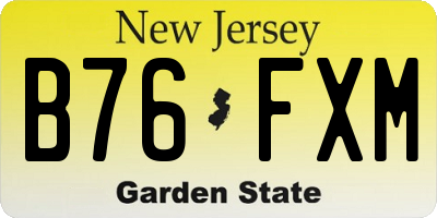 NJ license plate B76FXM