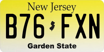 NJ license plate B76FXN