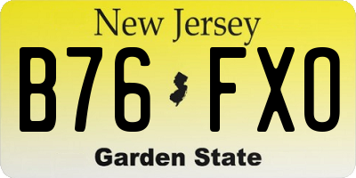 NJ license plate B76FXO