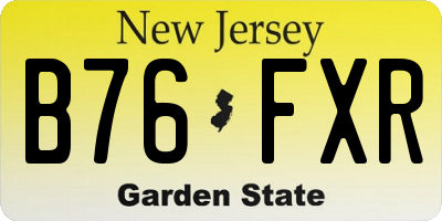 NJ license plate B76FXR