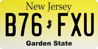 NJ license plate B76FXU