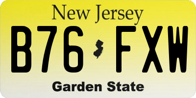 NJ license plate B76FXW
