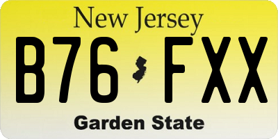 NJ license plate B76FXX
