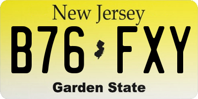 NJ license plate B76FXY