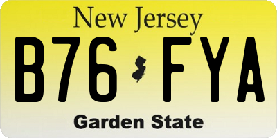 NJ license plate B76FYA