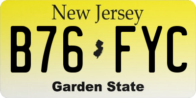 NJ license plate B76FYC