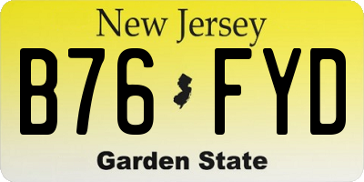 NJ license plate B76FYD