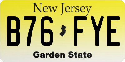 NJ license plate B76FYE