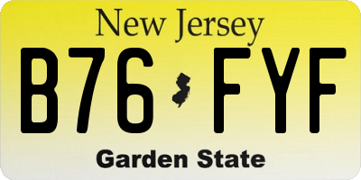 NJ license plate B76FYF