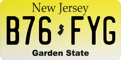 NJ license plate B76FYG