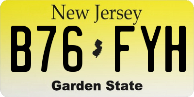 NJ license plate B76FYH
