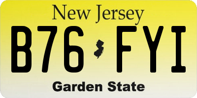 NJ license plate B76FYI
