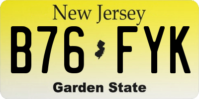 NJ license plate B76FYK