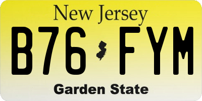 NJ license plate B76FYM