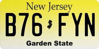 NJ license plate B76FYN