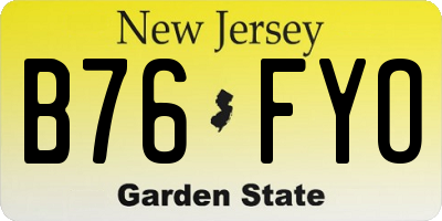 NJ license plate B76FYO