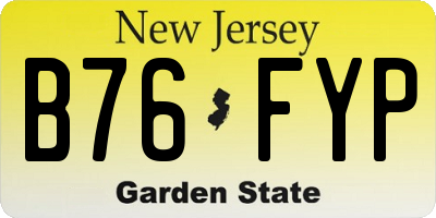 NJ license plate B76FYP
