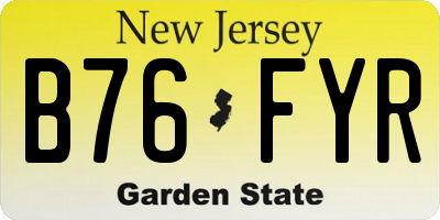 NJ license plate B76FYR